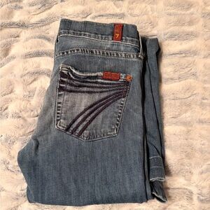 7 For All Mankind Women's Straight Leg Blue Jeans